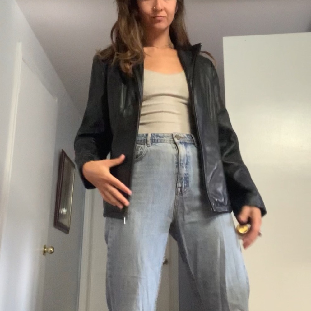 Vintage Nine West Black Leather Jacket Small 2000’s